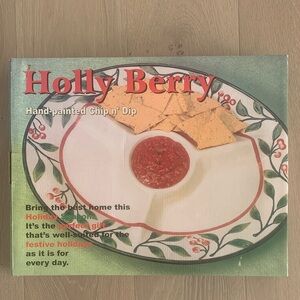 Hand-Painted Chip n' Dip Platter - Green and Red